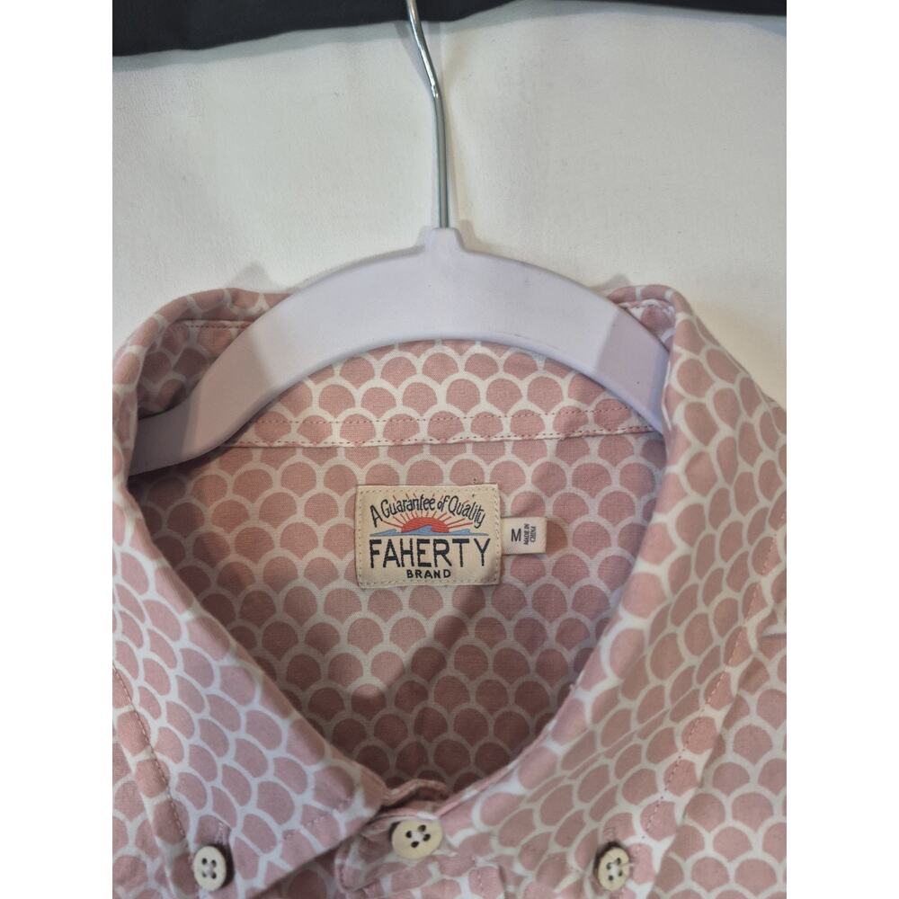 Faherty Mens Organic Cotton Pink Button Up Long Sleeve Shirt Medium - Picture 4 of 9